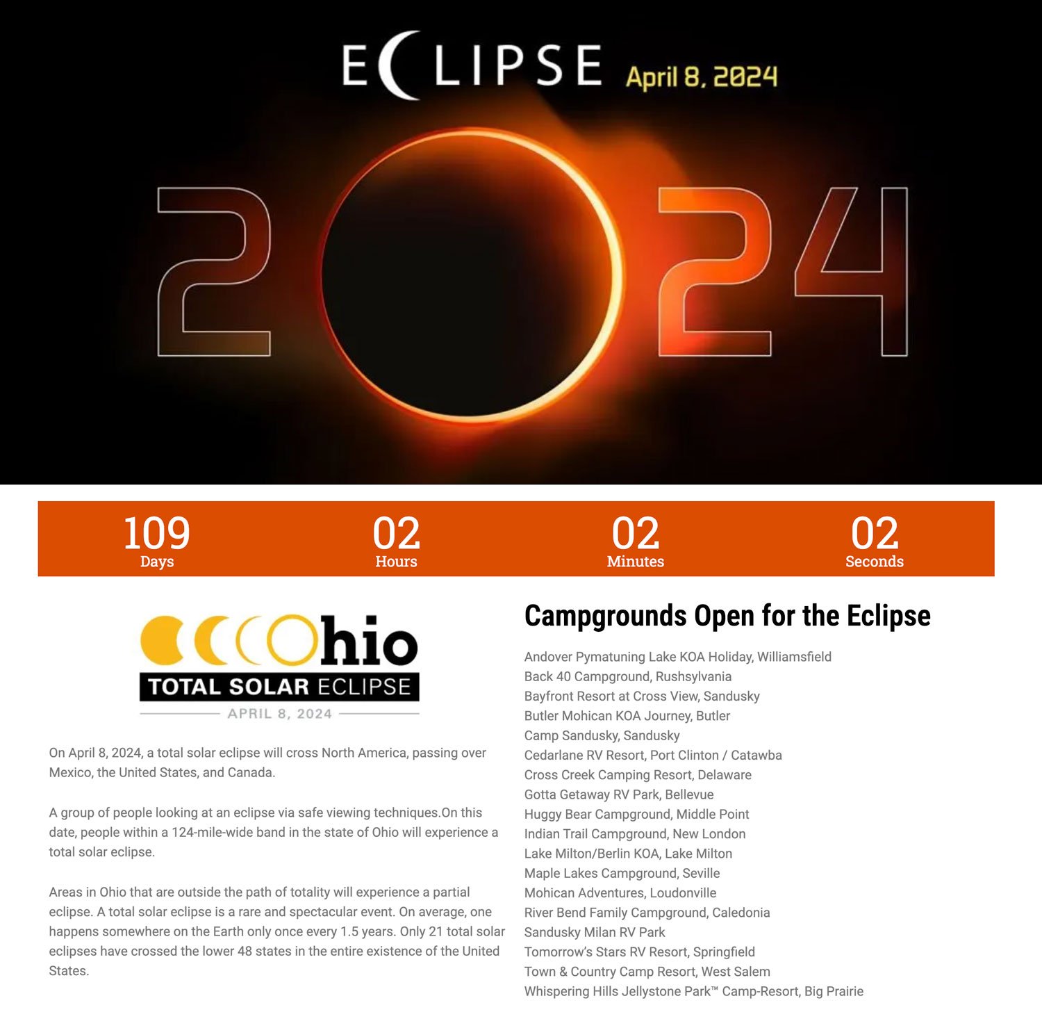 Ohio Eclipse Landing Page 2024